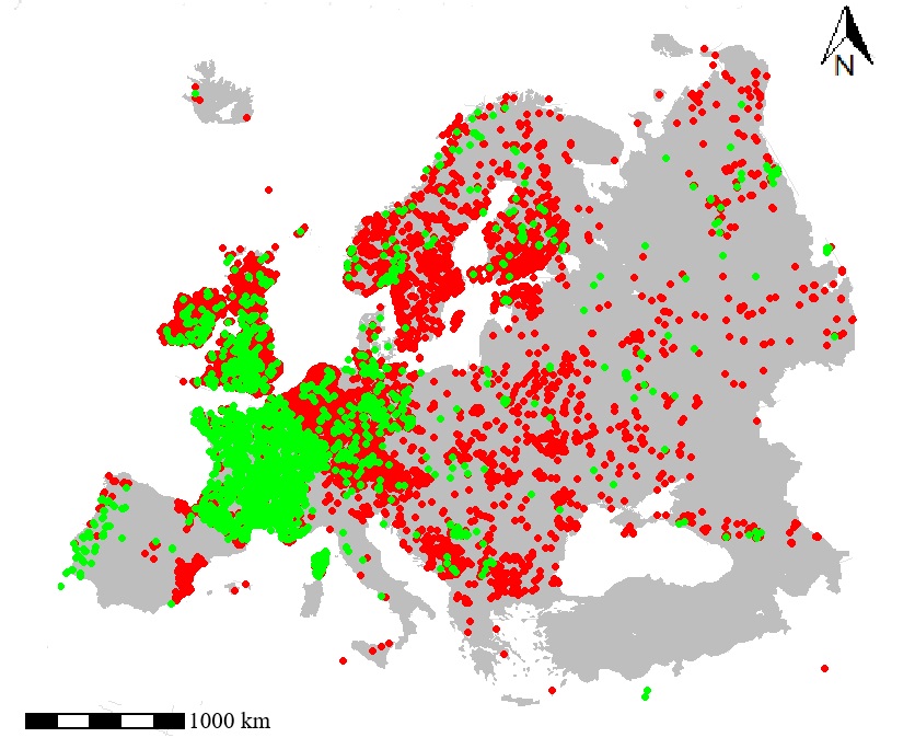 Earthworm data selected for modelling